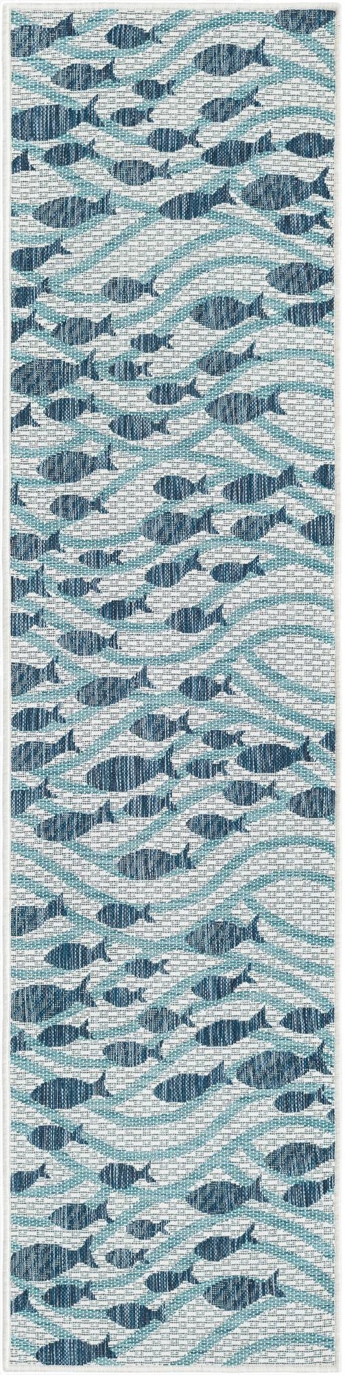  2' x 8'  Washable Coastal Indoor / Outdoor Runner Rug