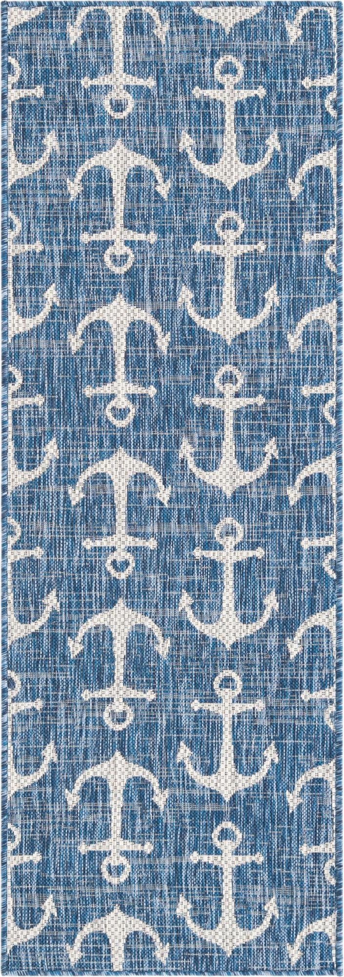  2' x 6'  Washable Coastal Indoor / Outdoor Runner Rug