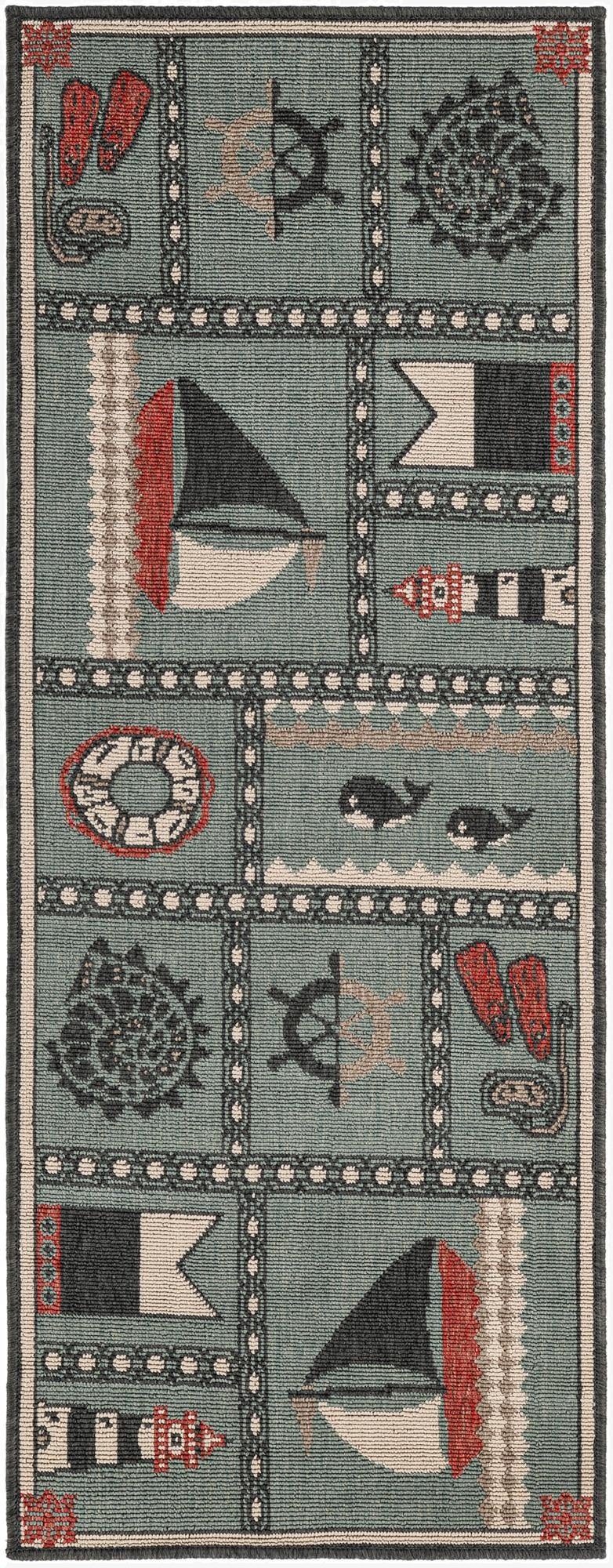  2' x 5'  Washable Coastal Indoor / Outdoor Runner Rug