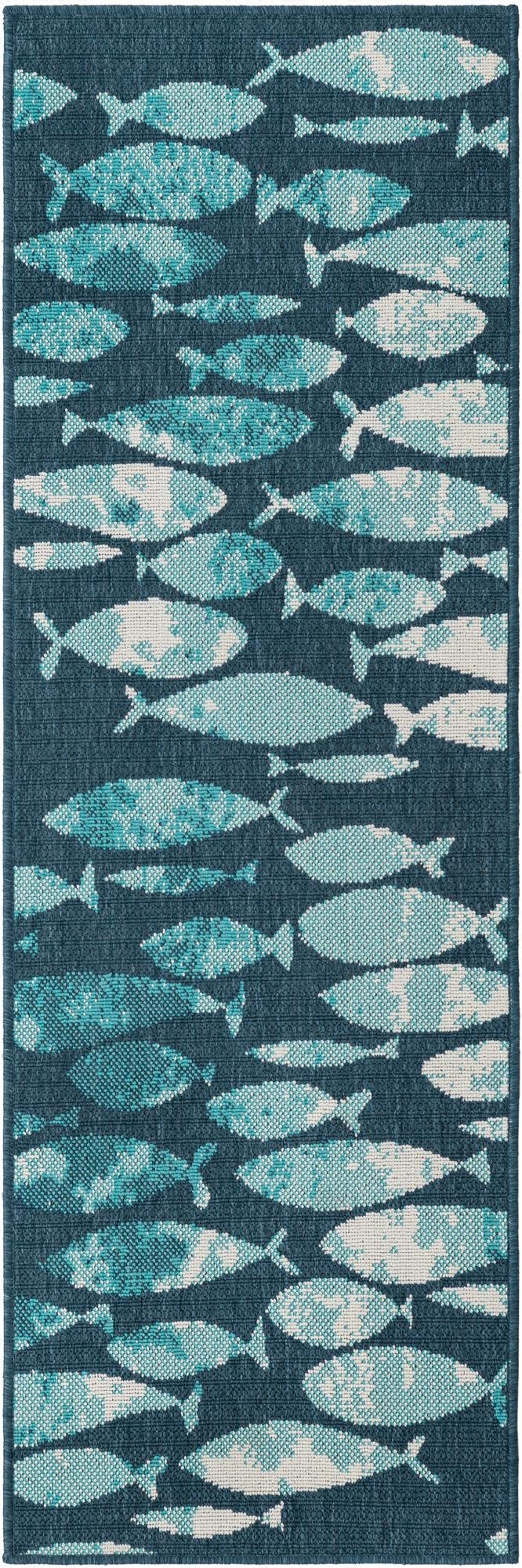  2' x 6'  Washable Coastal Indoor / Outdoor Runner Rug
