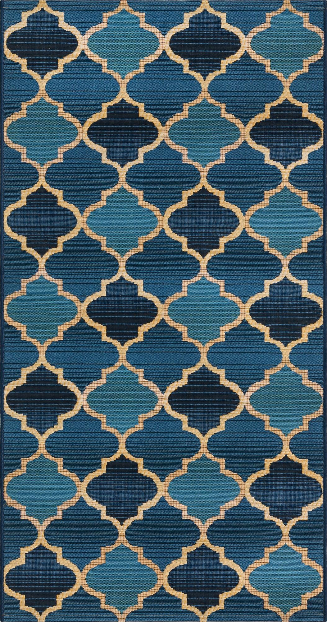  2' 7 x 5' 3  Washable Lattice Indoor / Outdoor Runner Rug