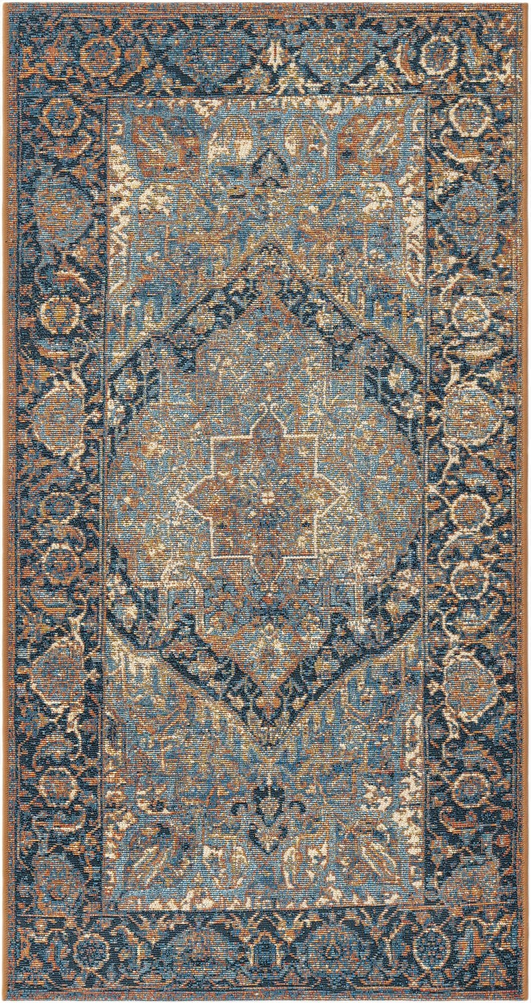  2' 7 x 5' 3  Washable Traditional Indoor / Outdoor Runner Rug