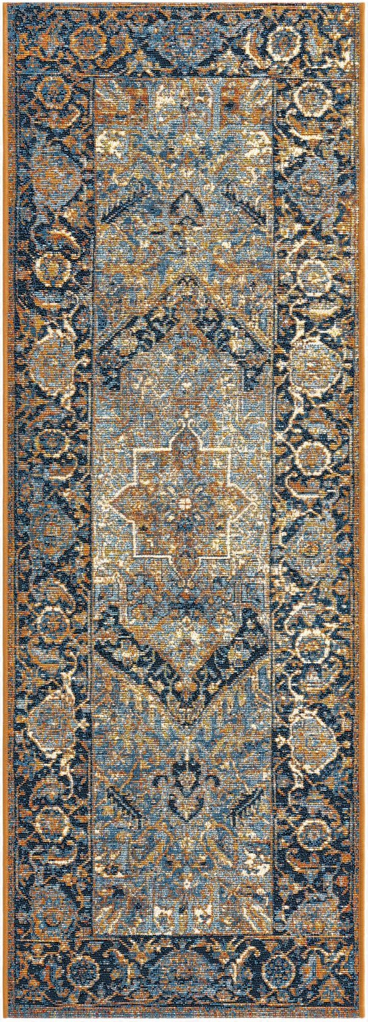  2' x 6'  Washable Traditional Indoor / Outdoor Runner Rug