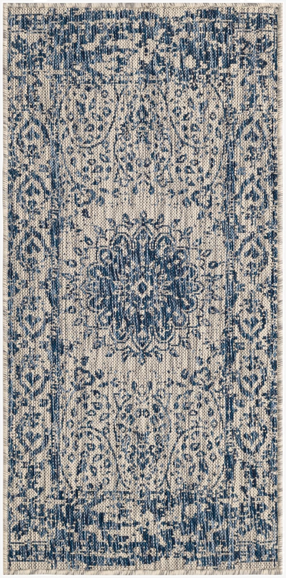  2' x 4'  Washable Traditional Indoor / Outdoor Runner Rug