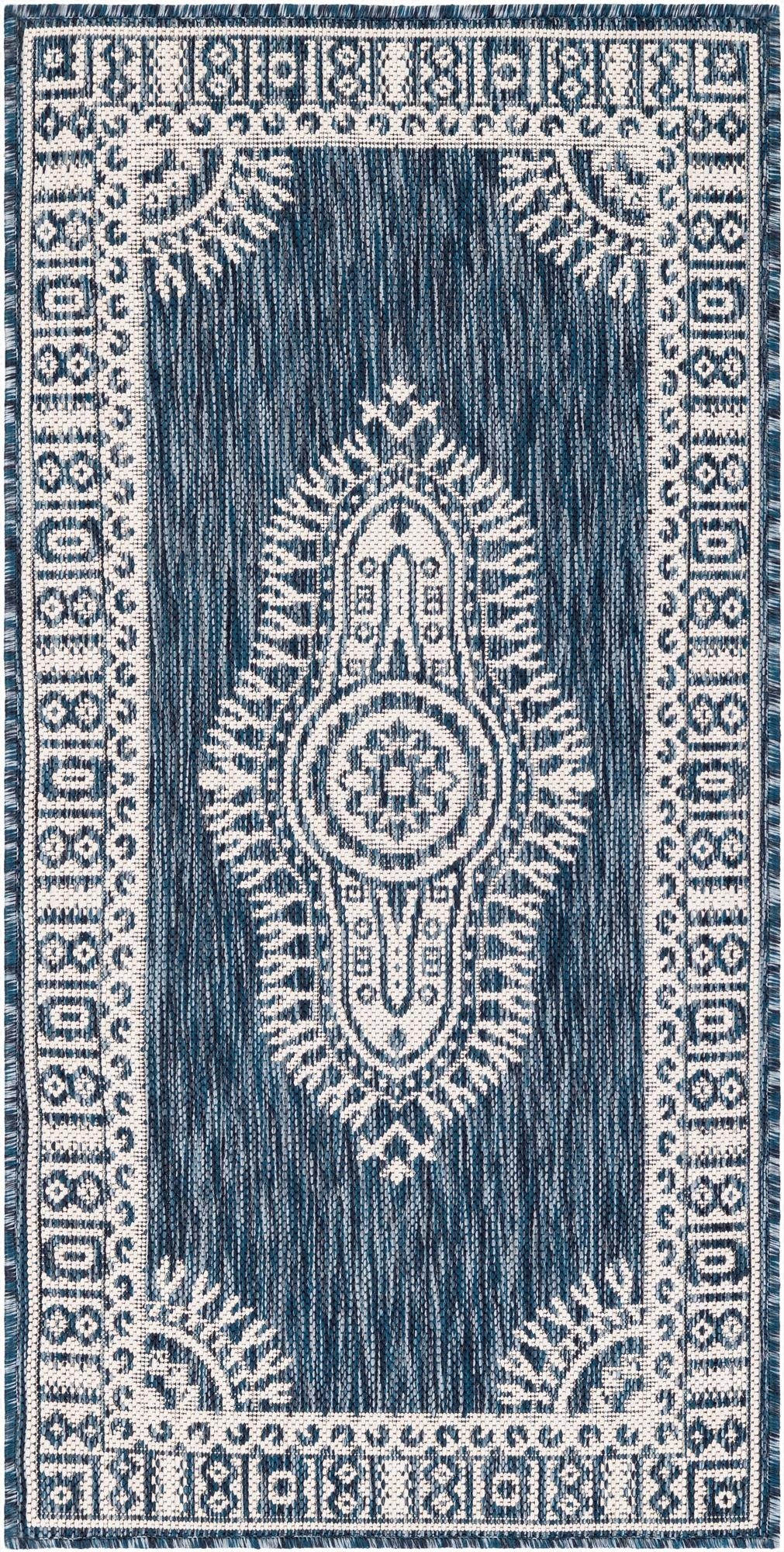  2' x 4'  Washable Traditional Indoor / Outdoor Runner Rug