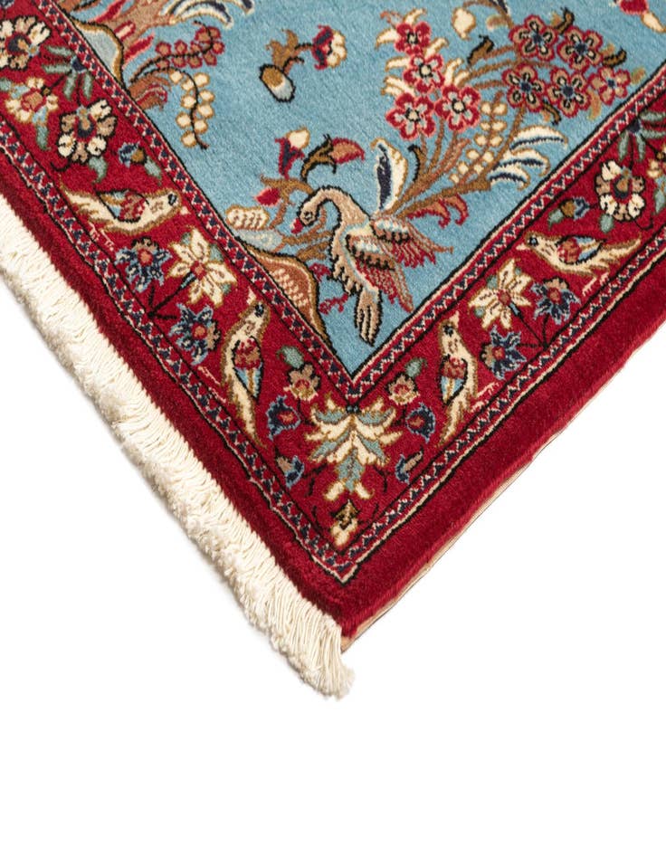 Detail image of  2' 7 x 12' 11  Hand Knotted Qom Persian Runner Rug