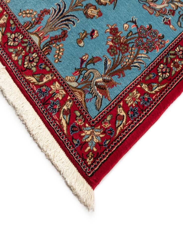 Detail image of  2' 7 x 13' 11  Hand Knotted Qom Persian Runner Rug