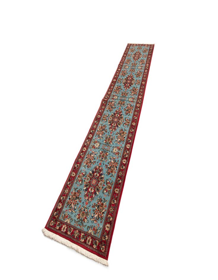 Detail image of  2' 8 x 12' 11  Hand Knotted Qom Persian Runner Rug