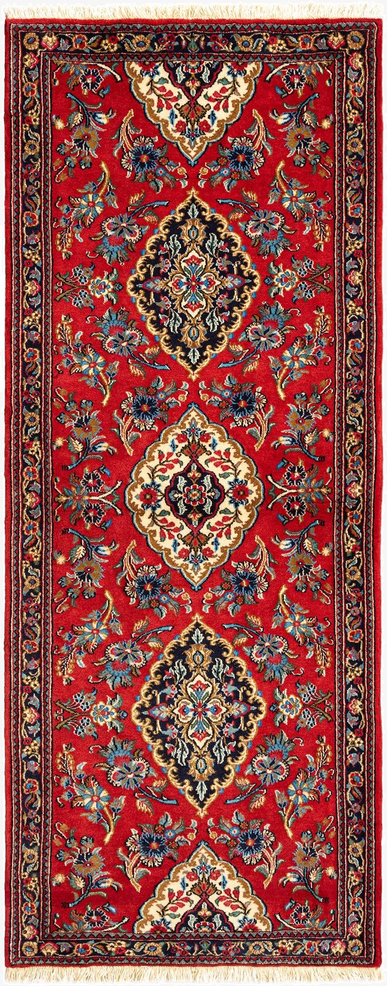  2' 8 x 6' 8  Hand Knotted Qom Persian Runner Rug