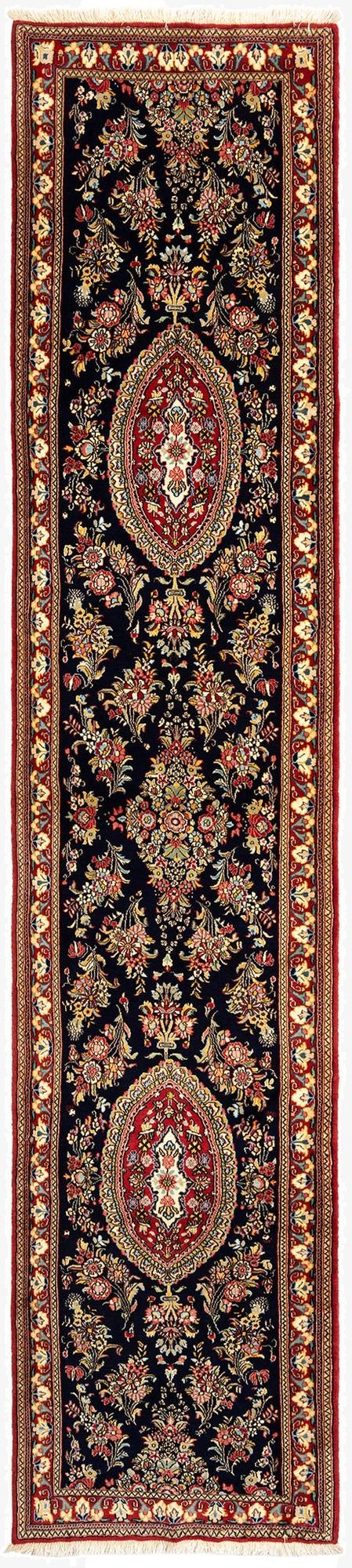  2' 11 x 13' 5  Hand Knotted Qom Persian Runner Rug
