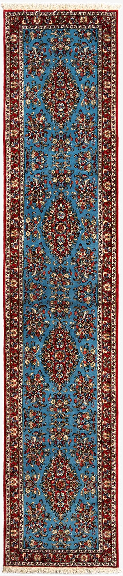  2' 8 x 12' 10  Hand Knotted Qom Persian Runner Rug