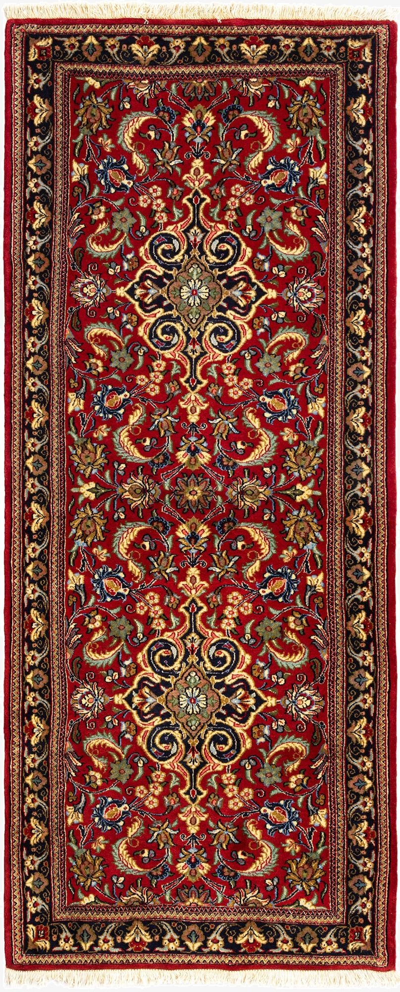  2' 9 x 6' 9  Hand Knotted Qom Persian Runner Rug