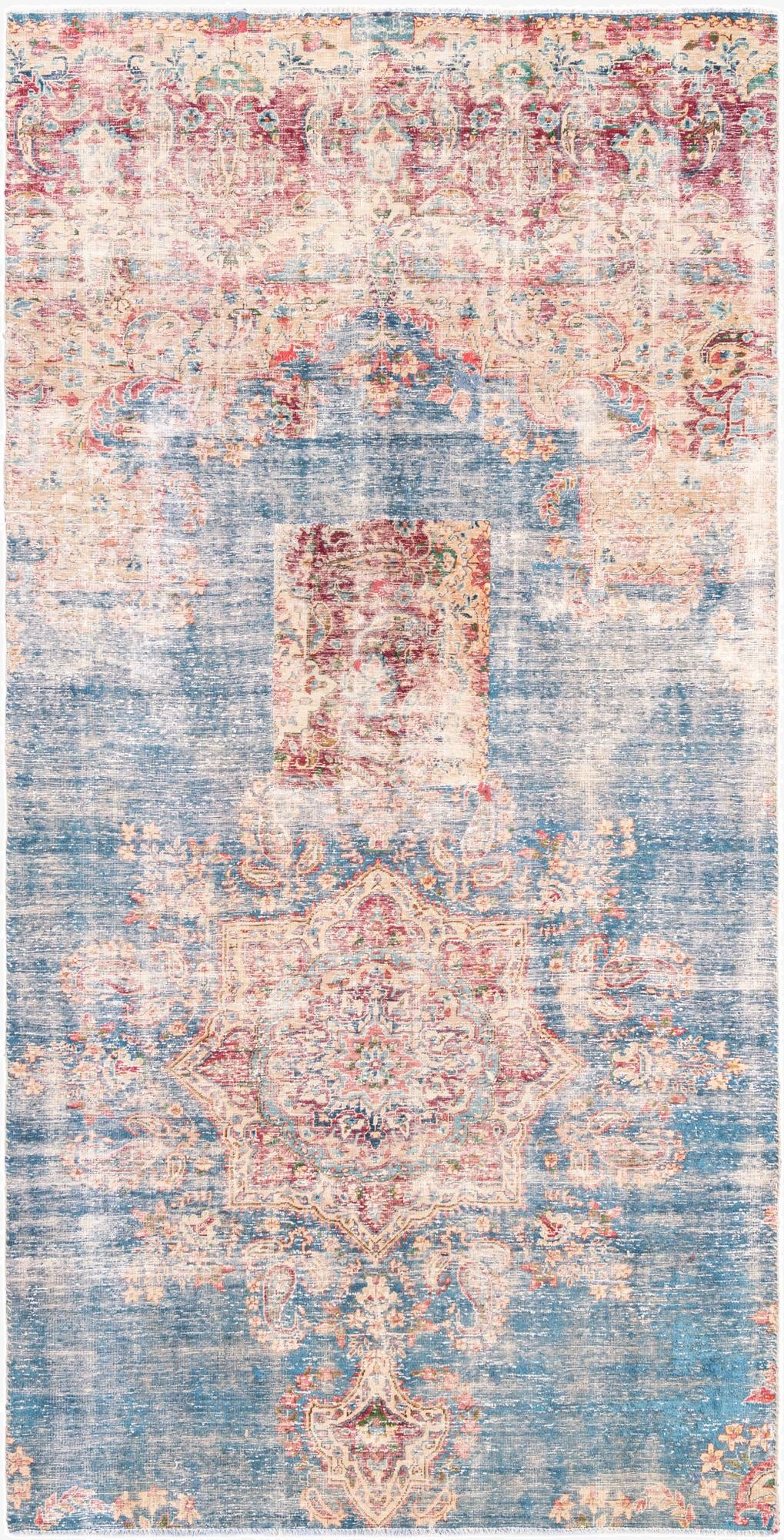  4' 9 x 9' 4  Hand Knotted Ultra Vintage Persian Wool Runner Rug