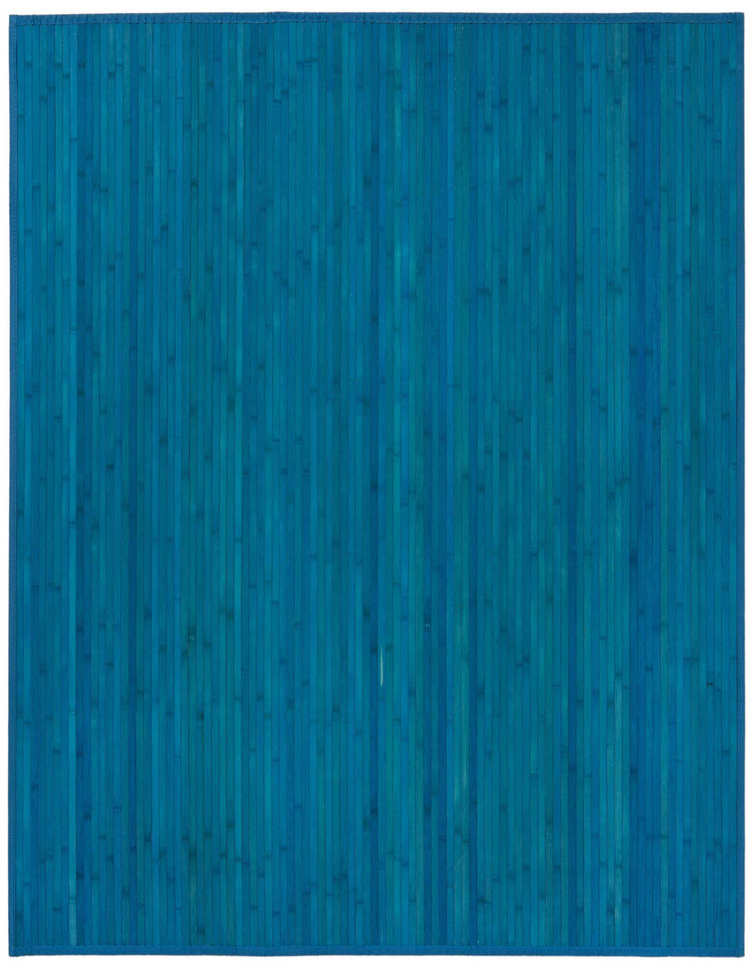 A 5' 3 x 5' 3 square blue bamboo rug with a modern, solid design and textured surface.