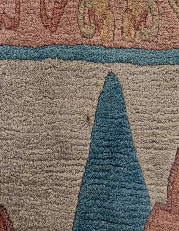 Detail image of 4' 8 x 5' 2 Hand Knotted Carved Pekin Wool Square Rug