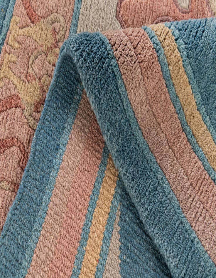 Detail image of 4' 8 x 5' 2 Hand Knotted Carved Pekin Wool Square Rug