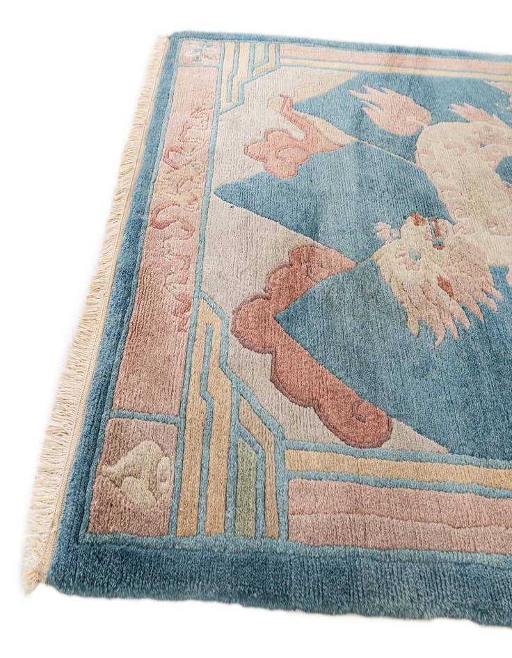 Detail image of 4' 8 x 5' 2 Hand Knotted Carved Pekin Wool Square Rug