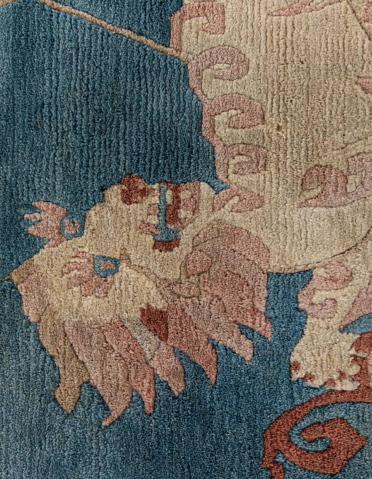 Detail image of 4' 8 x 5' 2 Hand Knotted Carved Pekin Wool Square Rug