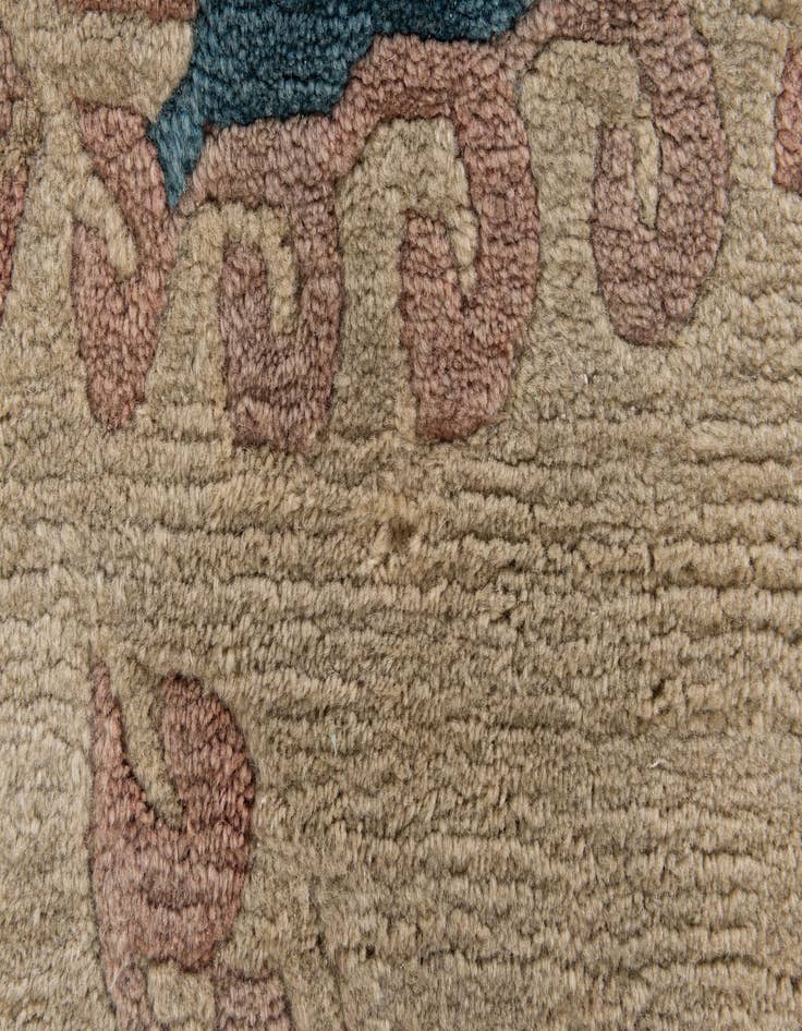 Detail image of 4' 8 x 5' 2 Hand Knotted Carved Pekin Wool Square Rug