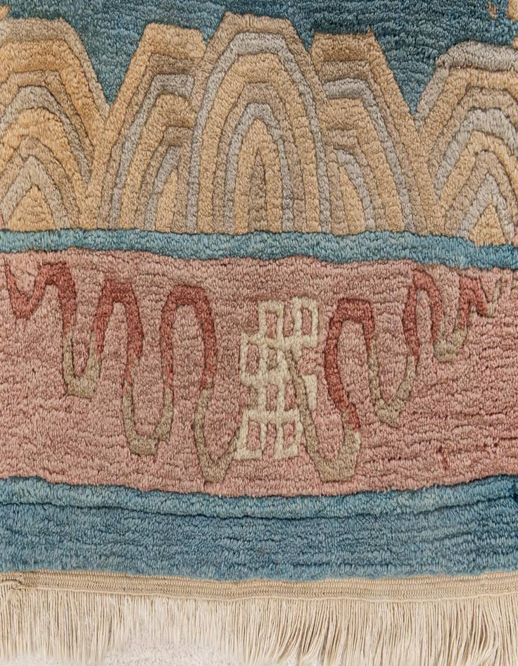 Detail image of 4' 8 x 5' 2 Hand Knotted Carved Pekin Wool Square Rug