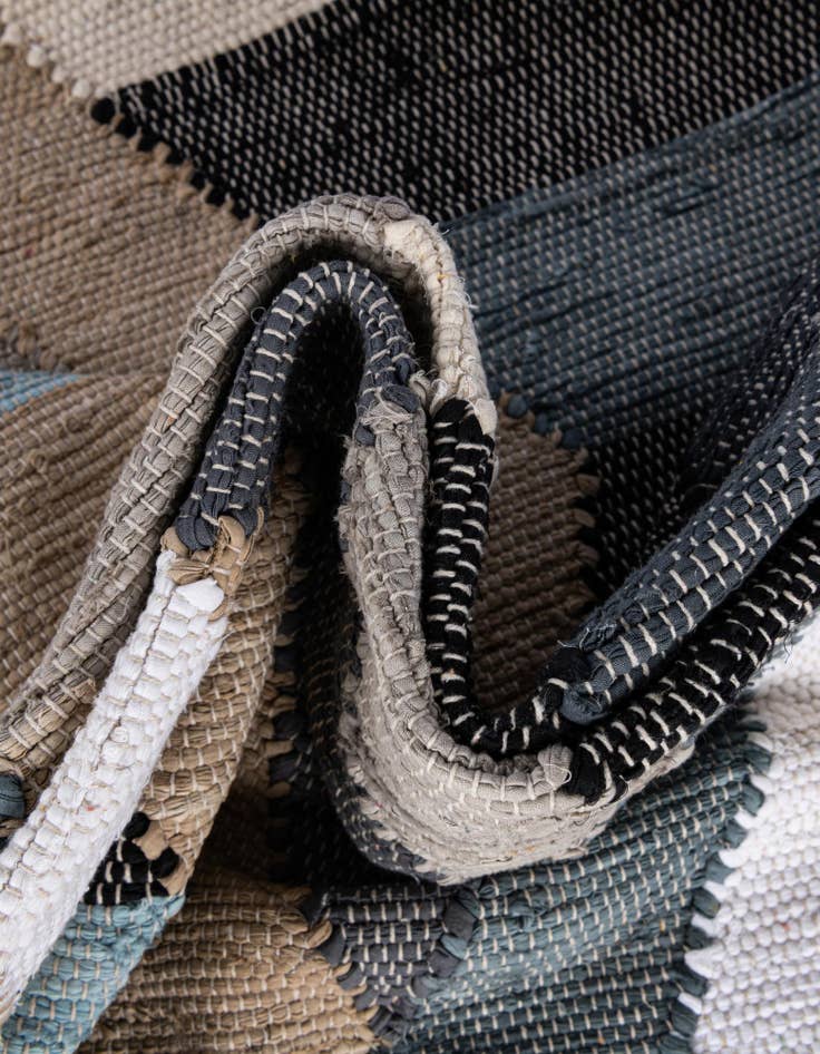 Detail image of  7' 10 x 7' 10  Hand Braided Chindi Cotton Square Rug