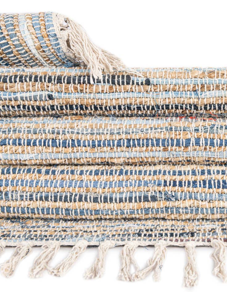 Detail image of  7' 1 x 7' 1  Hand Woven Chindi Jute Square Rug