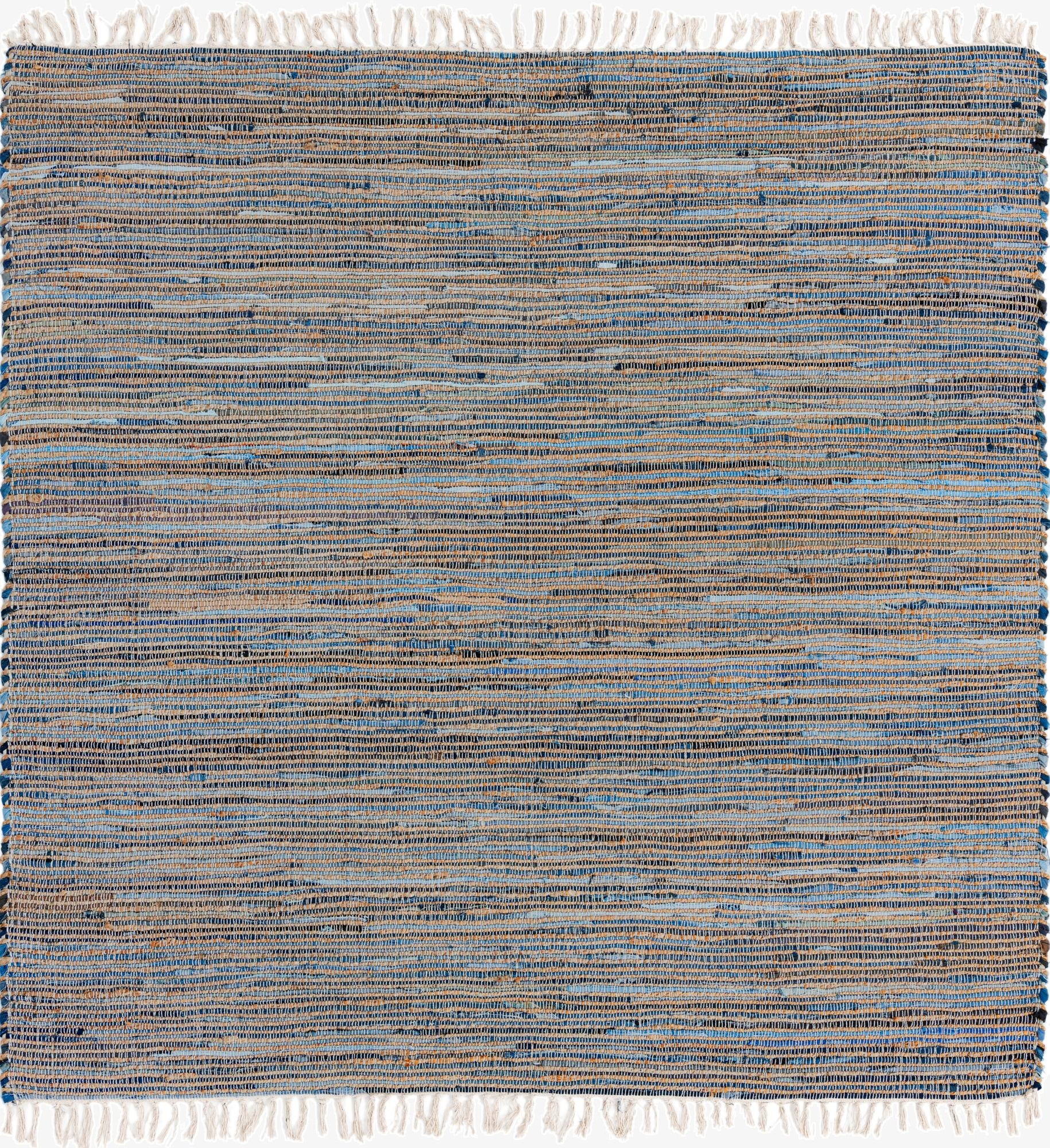  7' 1 x 7' 1  Hand Woven Chindi Jute Square Rug