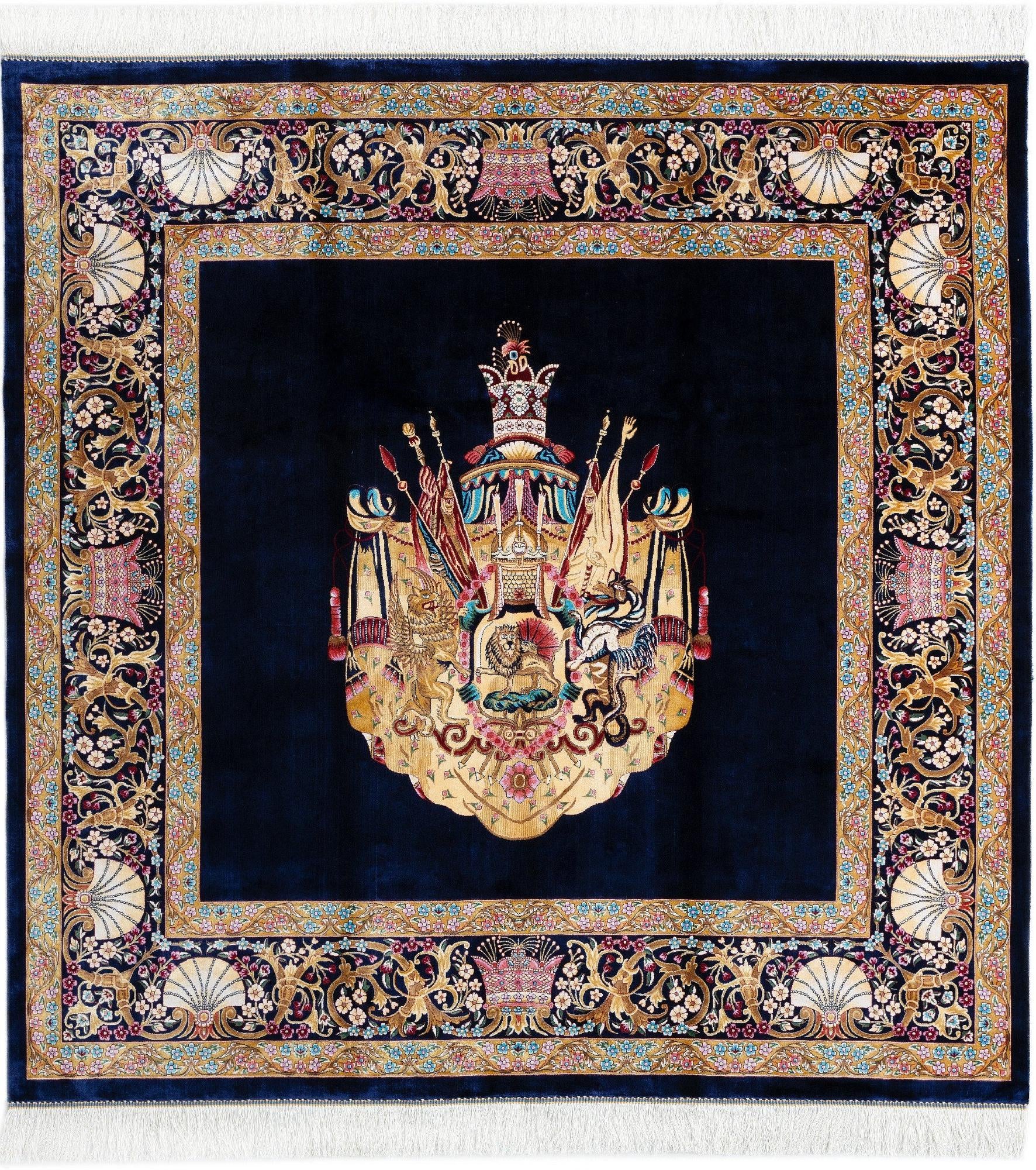  4' 11 x 4' 11 Ghom Design Square Rug