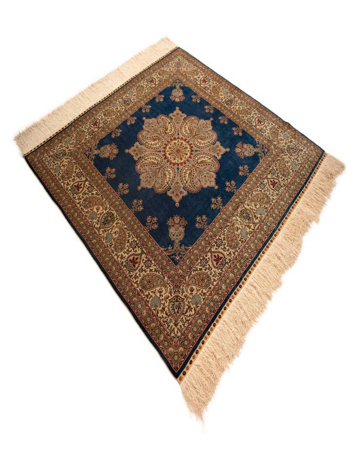 Detail image of  4' 9 x 4' 9 Hereke Silk Square Rug