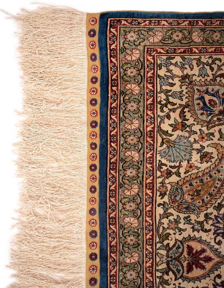 Detail image of  4' 9 x 4' 9 Hereke Silk Square Rug