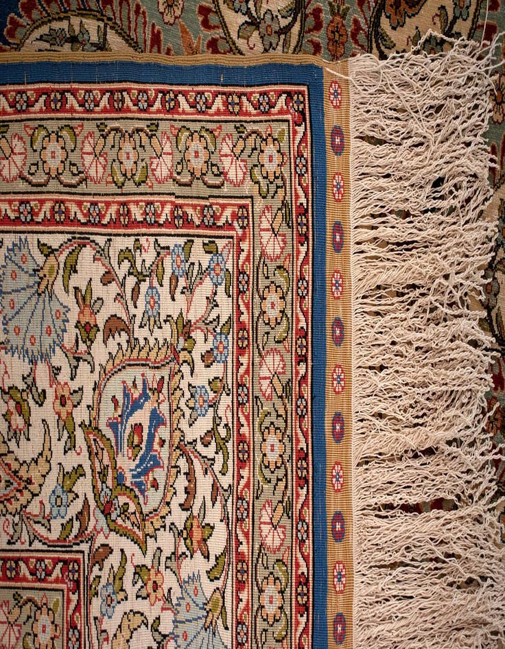 Detail image of  4' 9 x 4' 9 Hereke Silk Square Rug