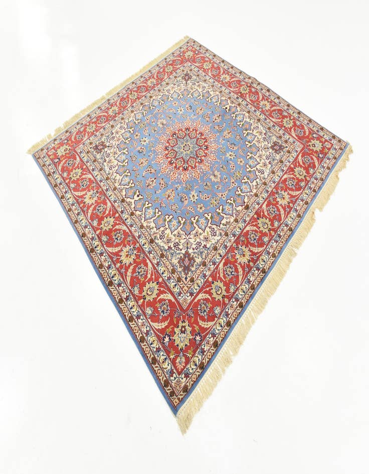 Detail image of  6' 8 x 6' 9  Hand Knotted Isfahan Persian Square Rug