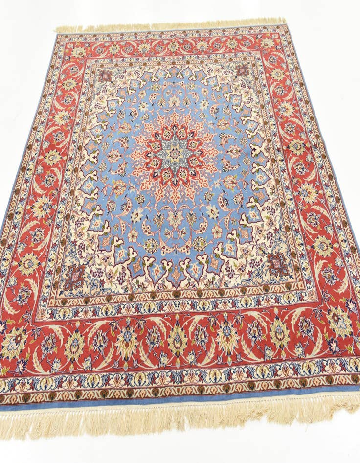 Detail image of  6' 8 x 6' 9  Hand Knotted Isfahan Persian Square Rug