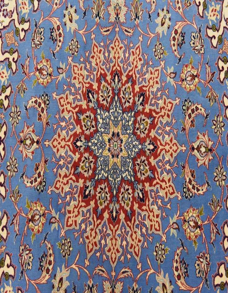 Detail image of  6' 8 x 6' 9  Hand Knotted Isfahan Persian Square Rug