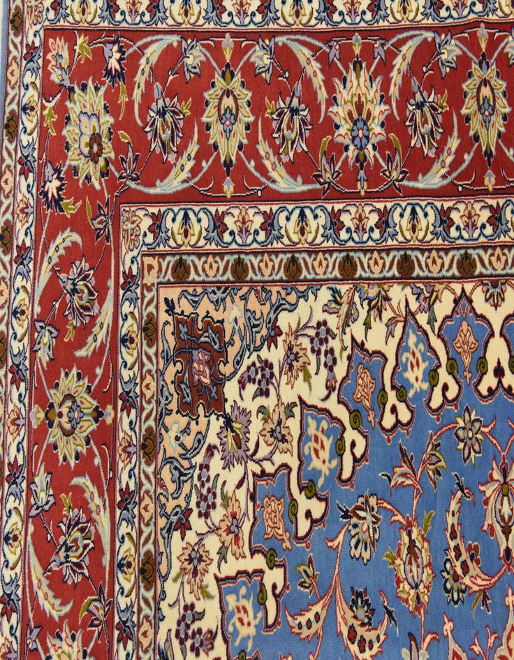Detail image of  6' 8 x 6' 9  Hand Knotted Isfahan Persian Square Rug