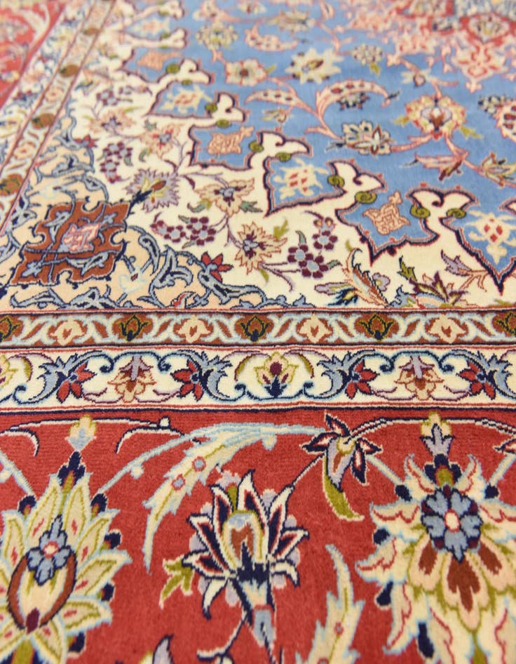 Detail image of  6' 8 x 6' 9  Hand Knotted Isfahan Persian Square Rug