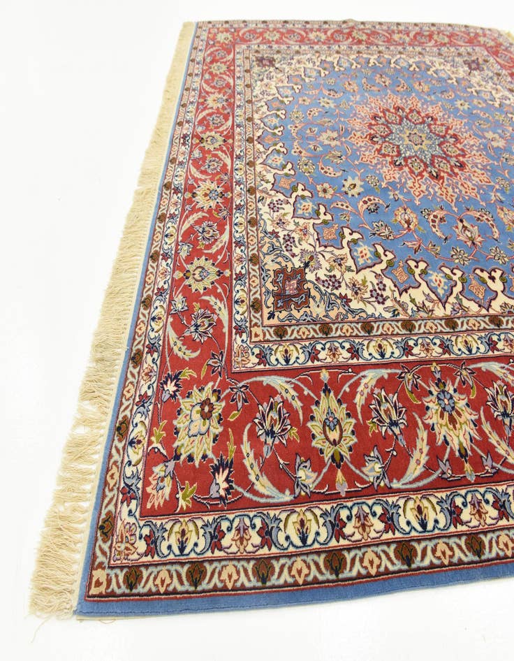 Detail image of  6' 8 x 6' 9  Hand Knotted Isfahan Persian Square Rug