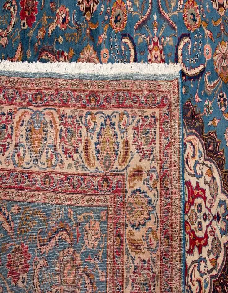 Detail image of  9' 9 x 10' 5  Hand Knotted Kashan Persian Wool Square Rug