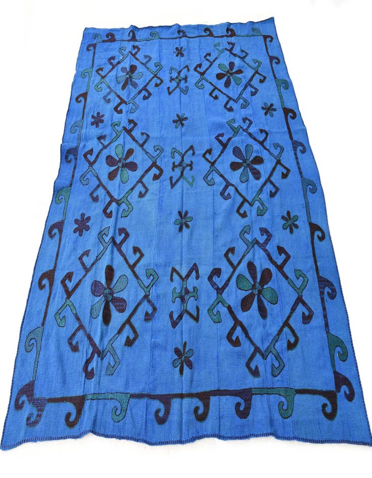 Detail image of  6' x 6' 9  Hand Woven Kilim Suzani Wool Square Rug