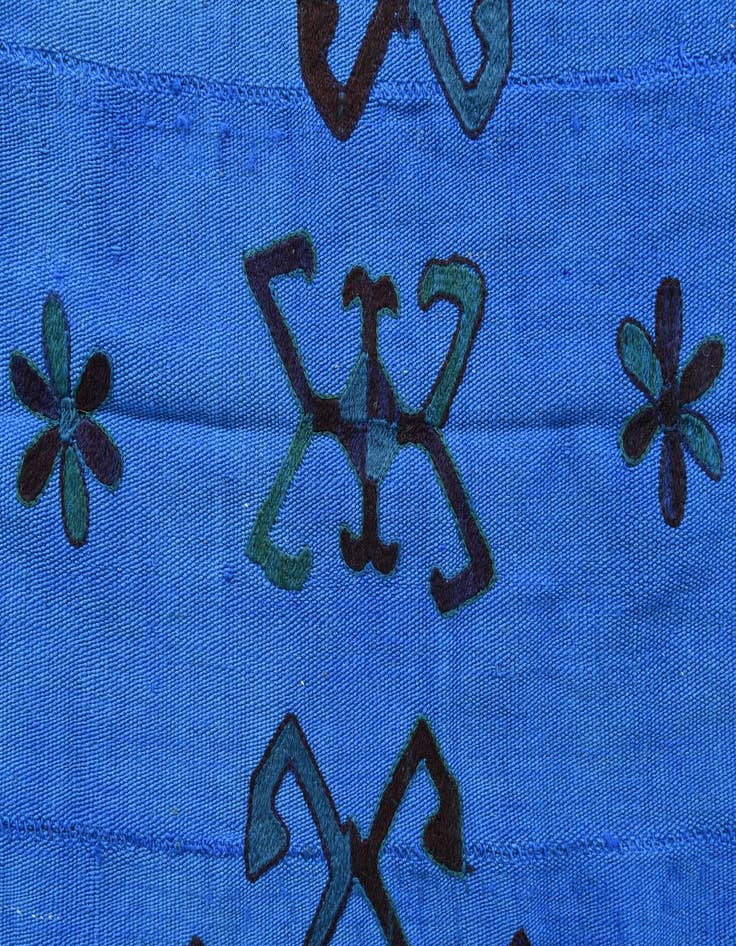 Detail image of  6' x 6' 9  Hand Woven Kilim Suzani Wool Square Rug