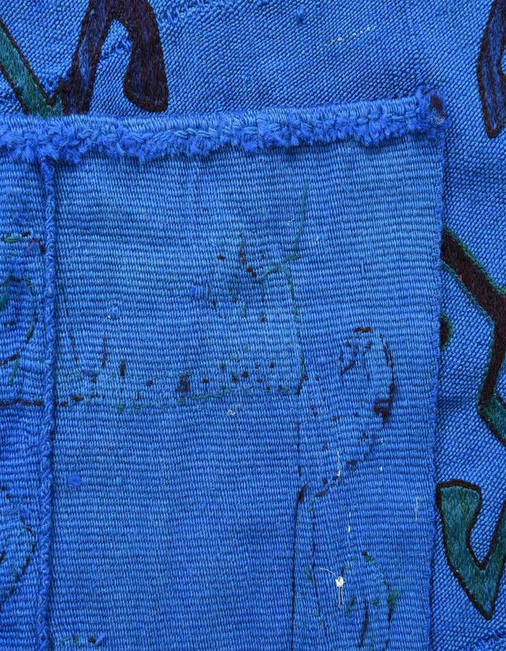 Detail image of  6' x 6' 9  Hand Woven Kilim Suzani Wool Square Rug