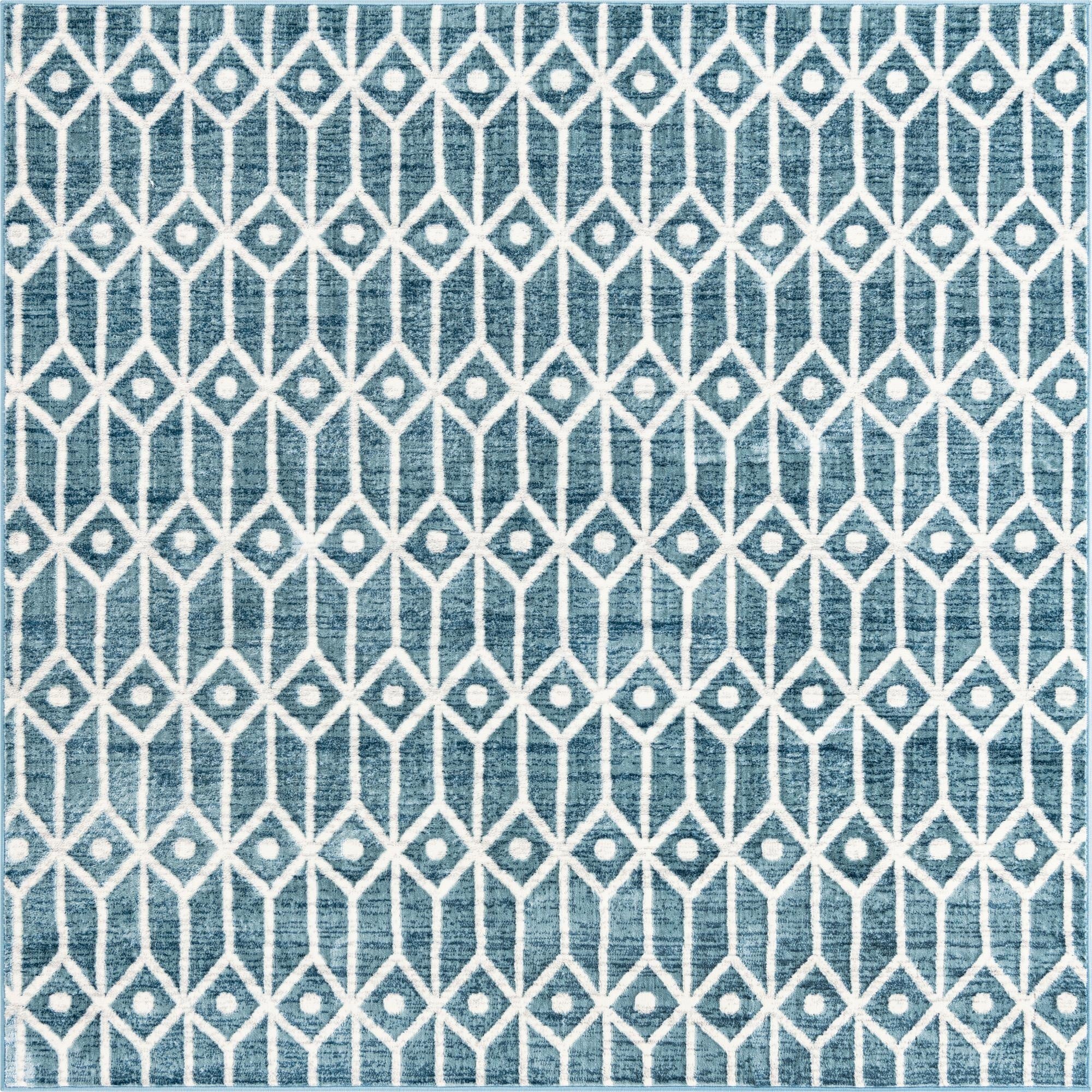  7' x 7' Lattice Trellis Square Rug