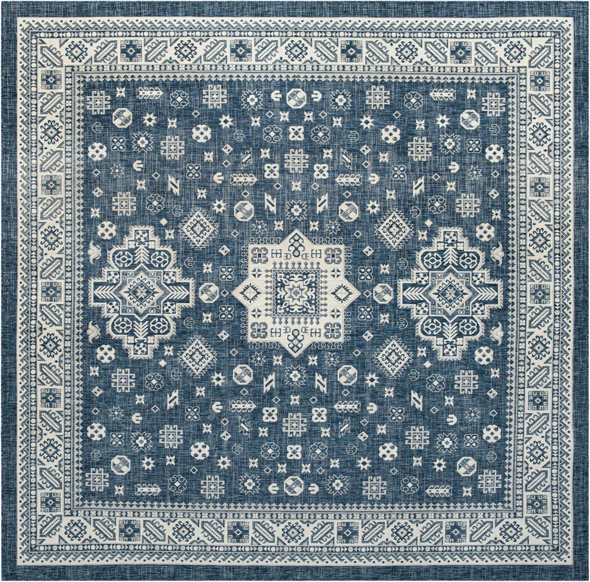  13' x 13'  Washable Aztec Indoor / Outdoor Square Rug