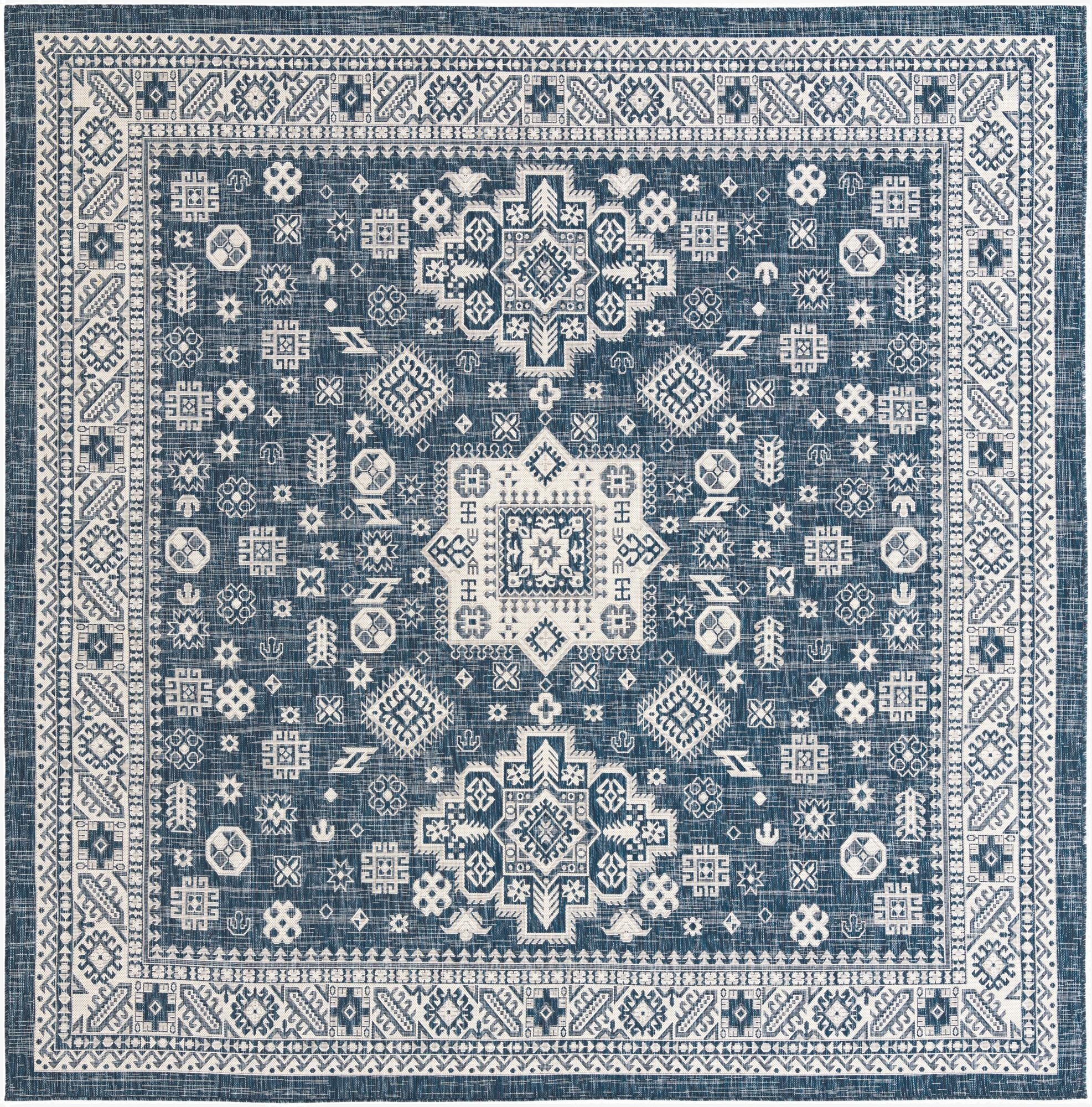  10' x 10'  Washable Aztec Indoor / Outdoor Square Rug