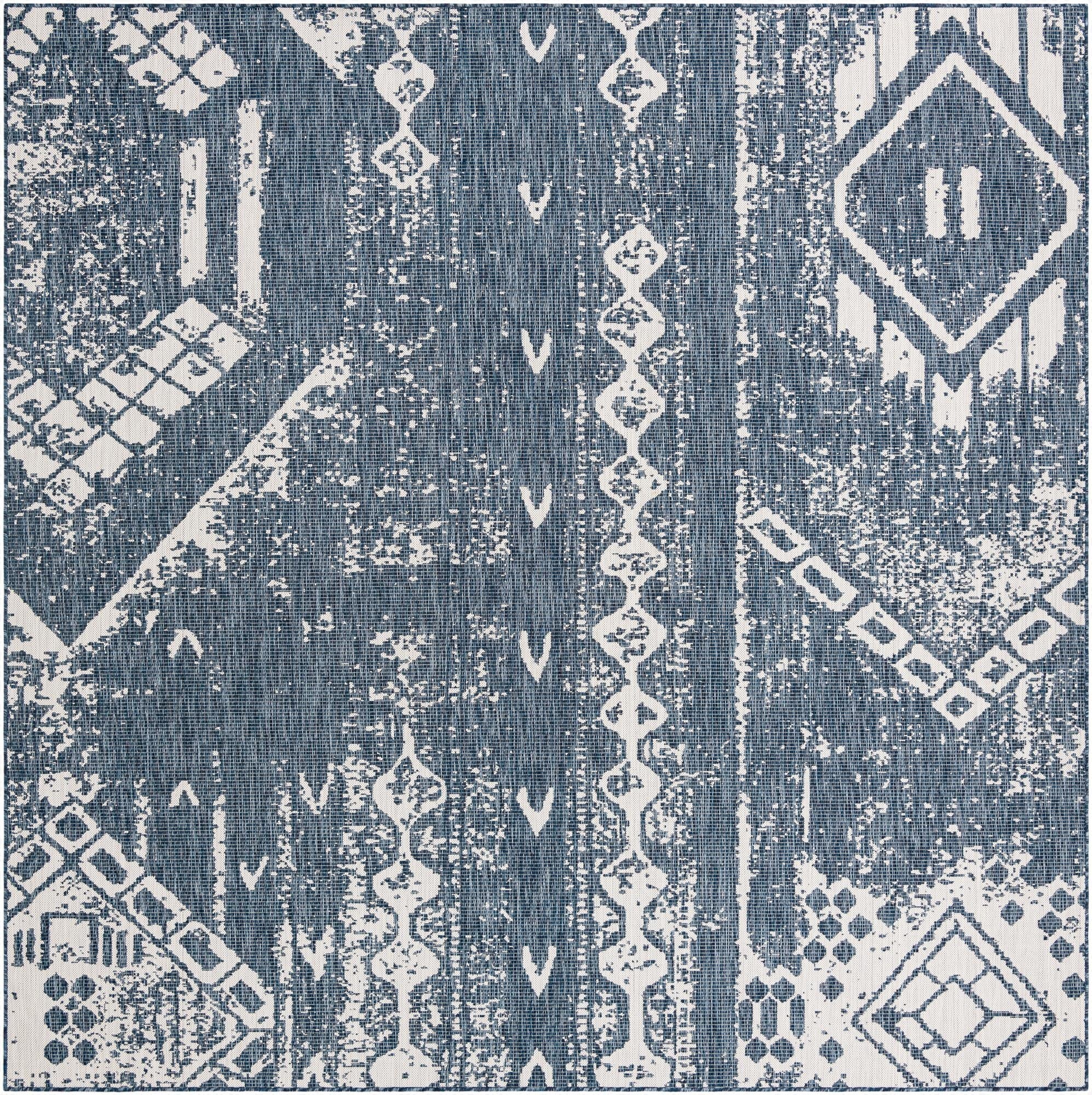  10' x 10'  Washable Bohemian Indoor / Outdoor Square Rug