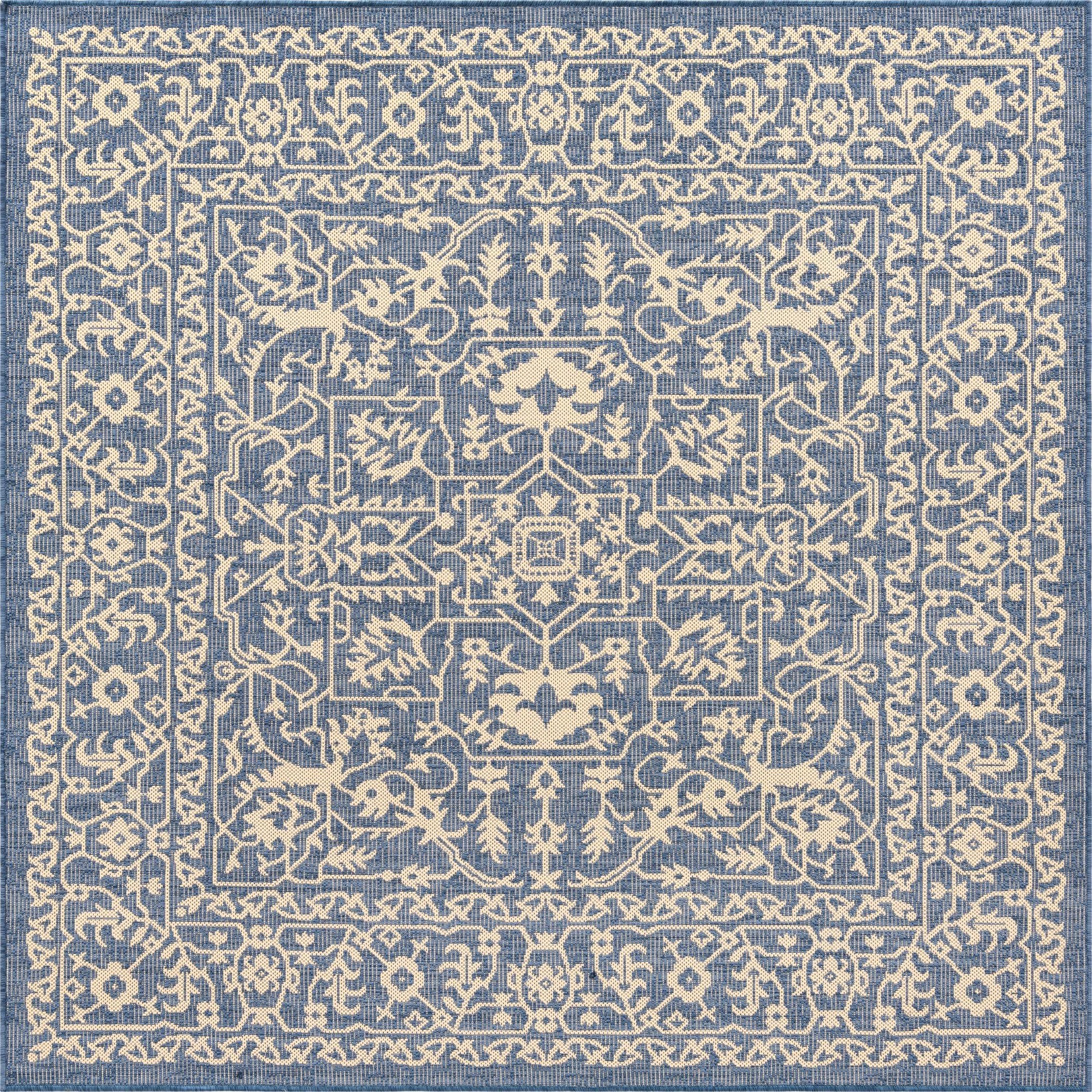  6' x 6'  Washable Botanical Indoor / Outdoor Square Rug