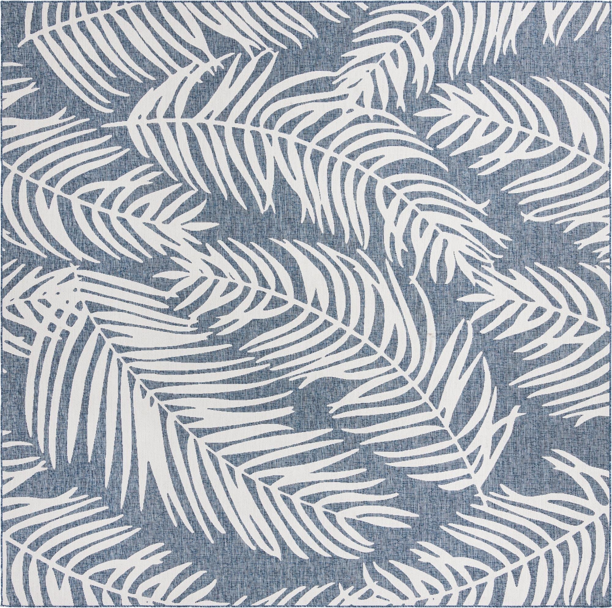  13' x 13'  Washable Botanical Indoor / Outdoor Square Rug