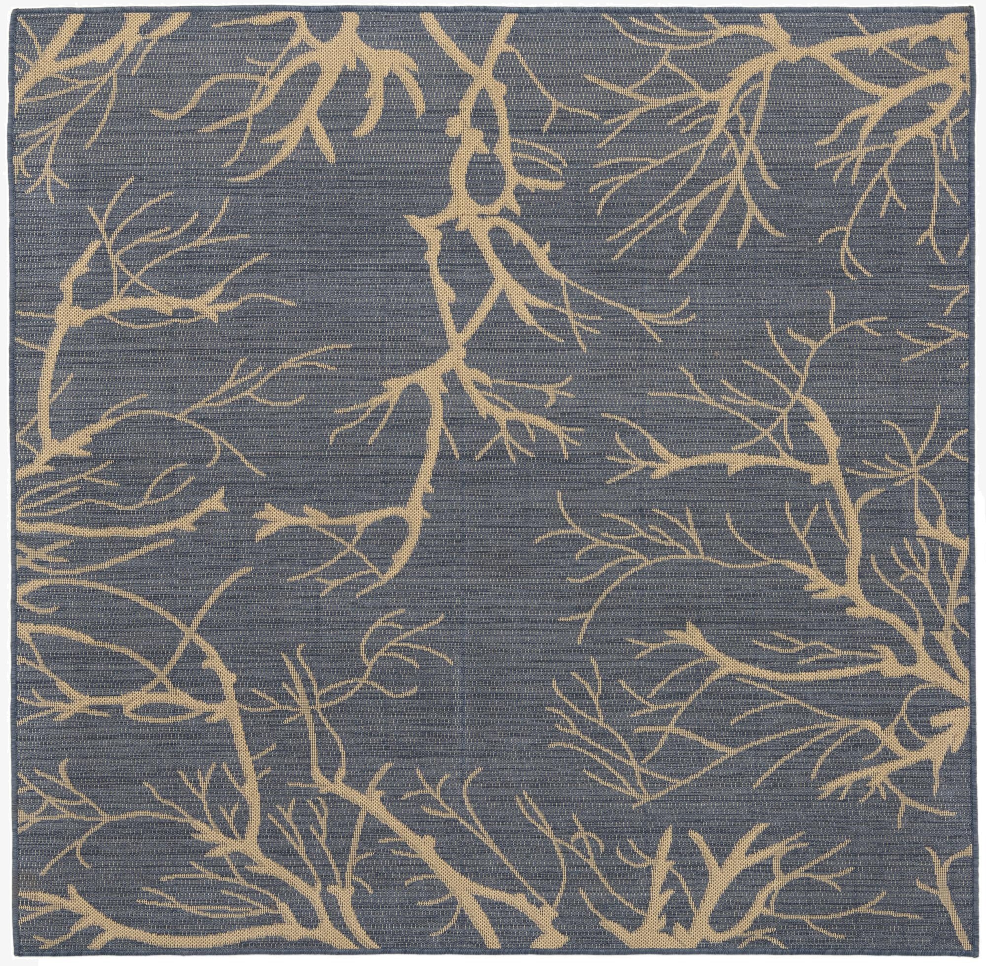  6' x 6'  Washable Botanical Indoor / Outdoor Square Rug