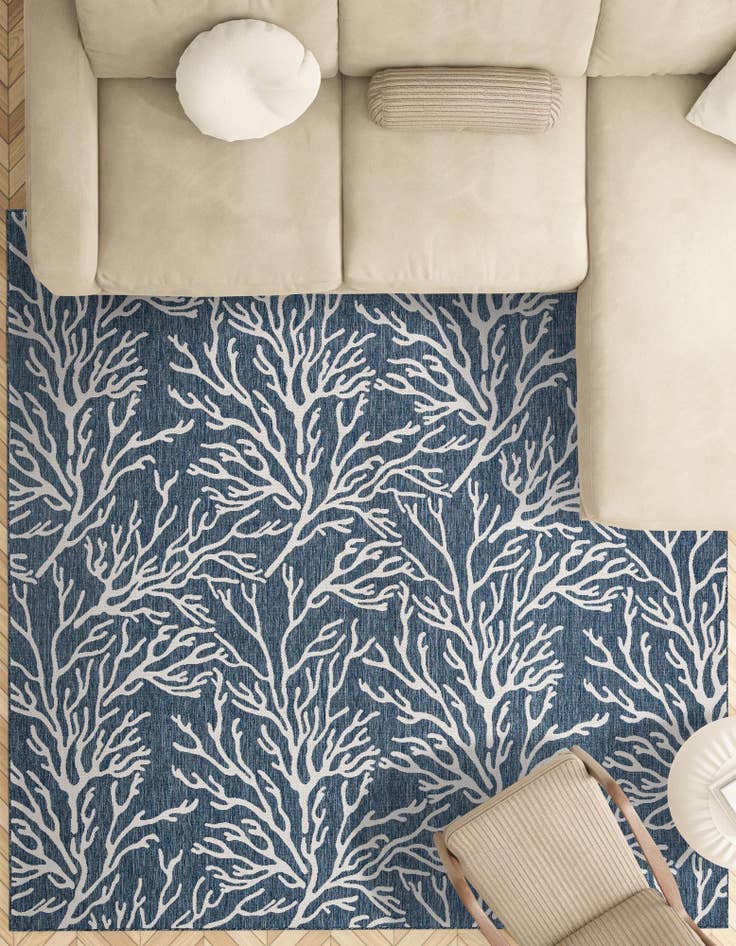 Detail image of  13' x 13'  Washable Coastal Indoor / Outdoor Square Rug