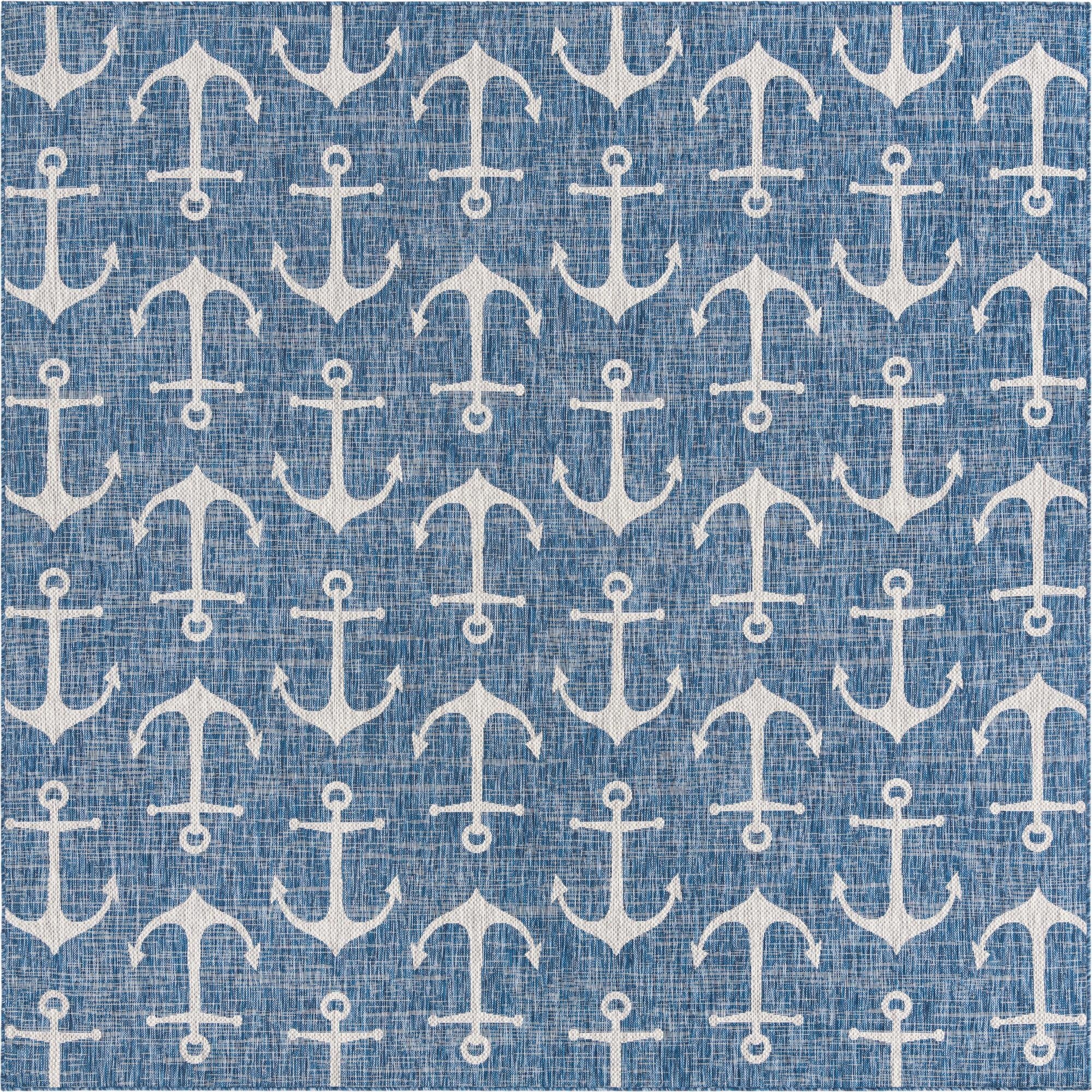  10' x 10'  Washable Coastal Indoor / Outdoor Square Rug
